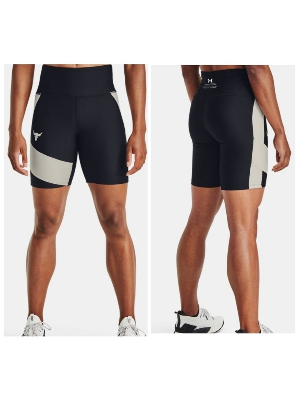 Under Armour Project Rock Black Workout Compression High Rise Bike Shorts XS NWT